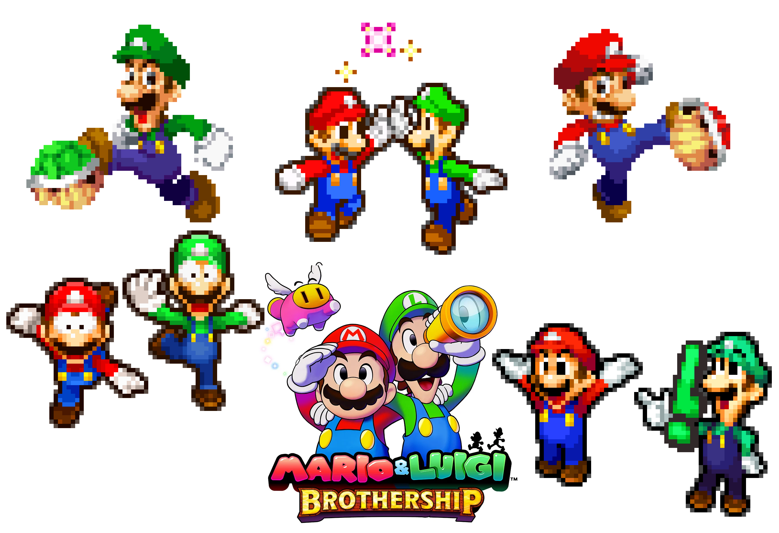 Mario and Luigi standing together in Brothership artwork and sprites